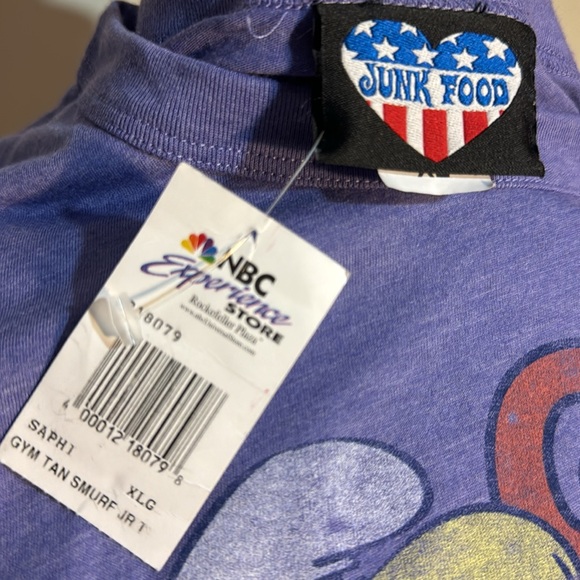 JUNK FOOD SMURFS SMURFETTE GYM TAN SMURF JERSEY SHORE STYLE T-SHIRT SIZE XL NEW - Picture 15 of 16